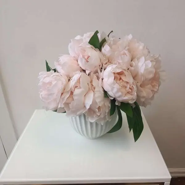 Bouquet of artificial flowers, decorative, elegant, salmon peonies