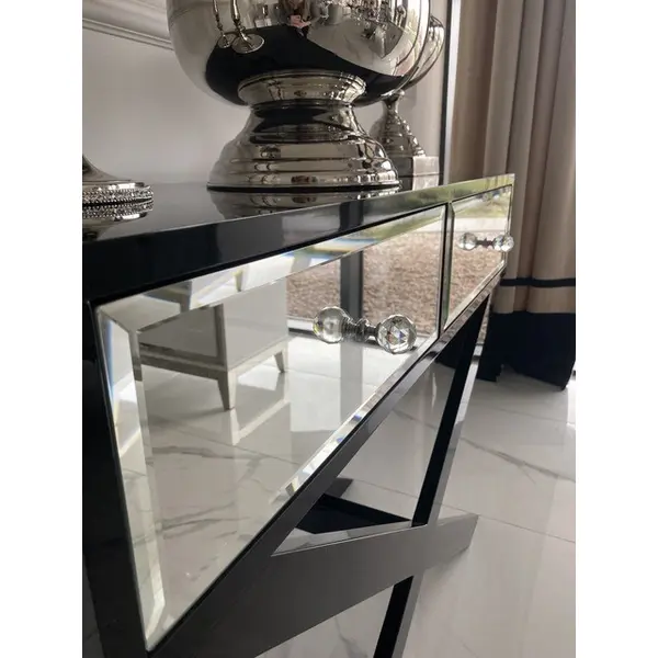 VIKI mirror console, glamorous, modern, black  or white with high gloss silver