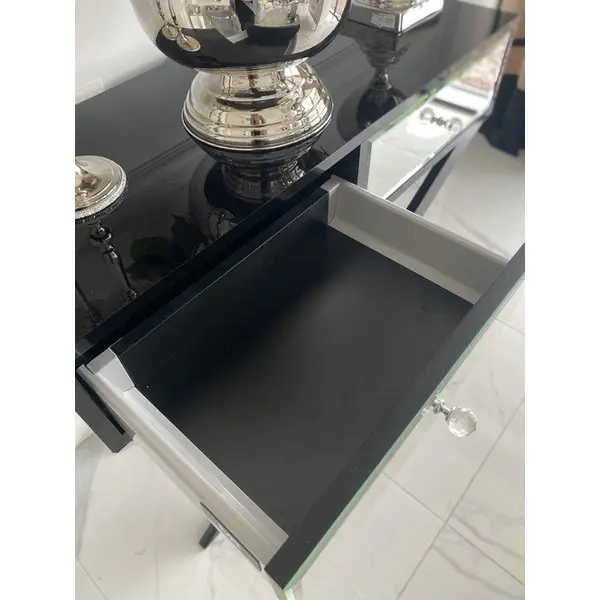 VIKI mirror console, glamorous, modern, black  or white with high gloss silver