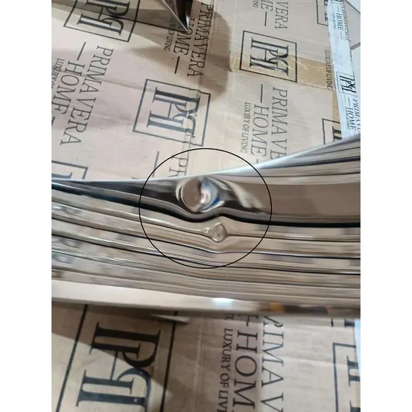 Ekskluzywny stół nowoczesny glamour do jadalni biały szklany blat stalowy srebrny MARCELLO 180cm OUTLET