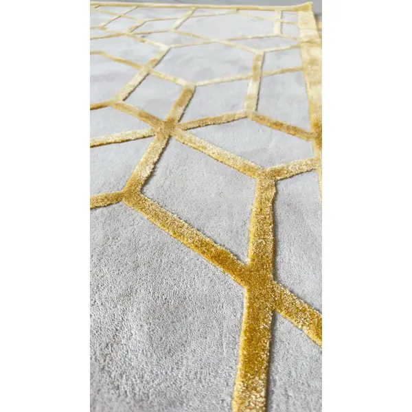 Nowoczesny dywan, geometryczny, do salonu, glamour, szary, złoty ARABEL GOLD