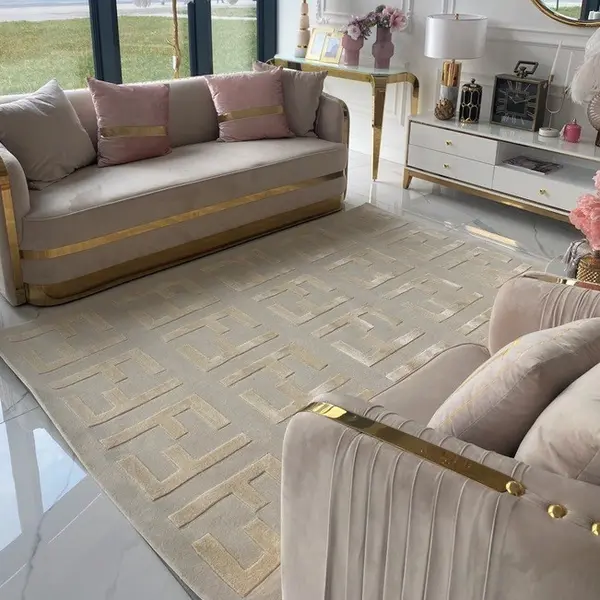 Modern glamorous carpet for the living room, designer, FASHION BEIGE