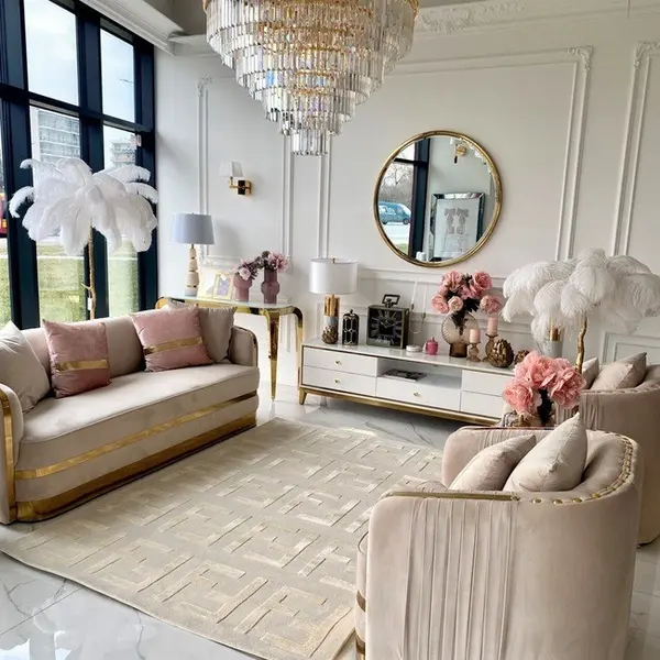Modern glamorous carpet for the living room, designer, FASHION BEIGE
