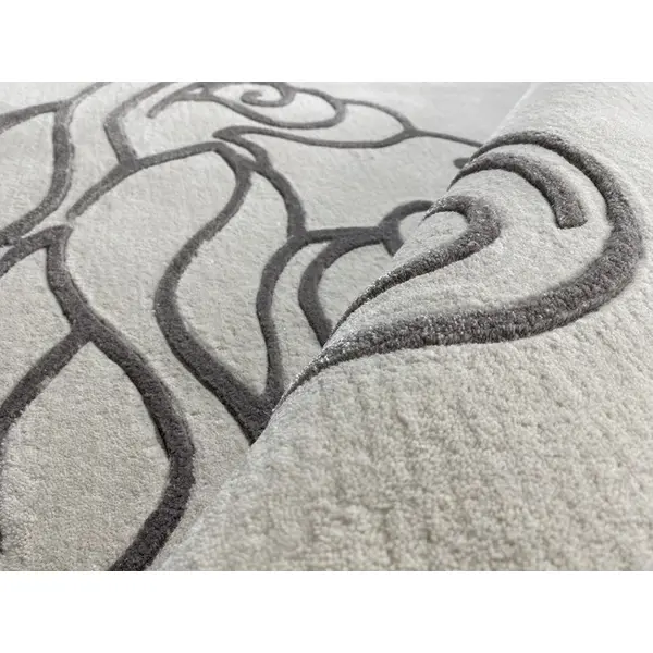 Medusa face round rug for living room, dining room, greek pattern, gray MEDUSA SILVER 180cm