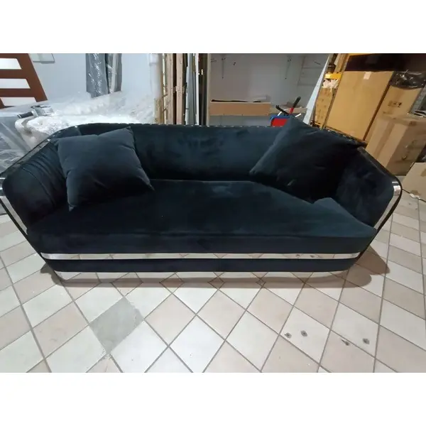 Sofa glamour czarna srebrna nowoczesna 3 osobowa MADONNA