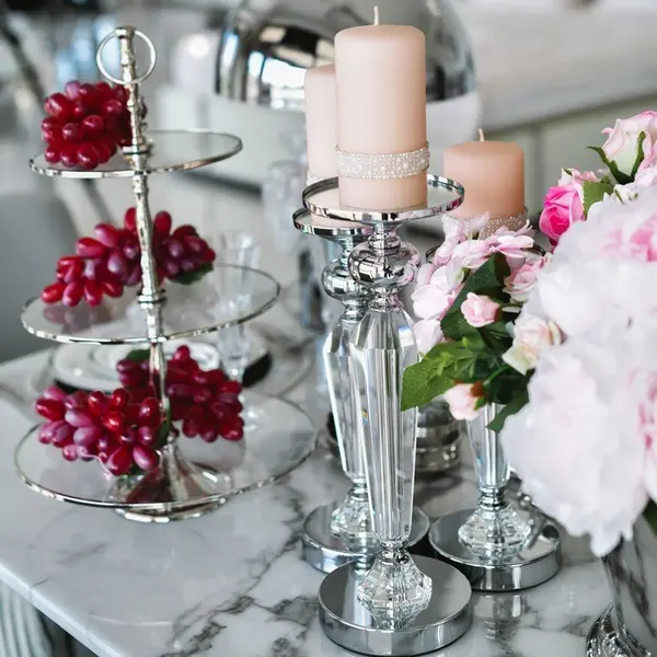 Crystal candlestick on silver pedestal FLAVIO O L