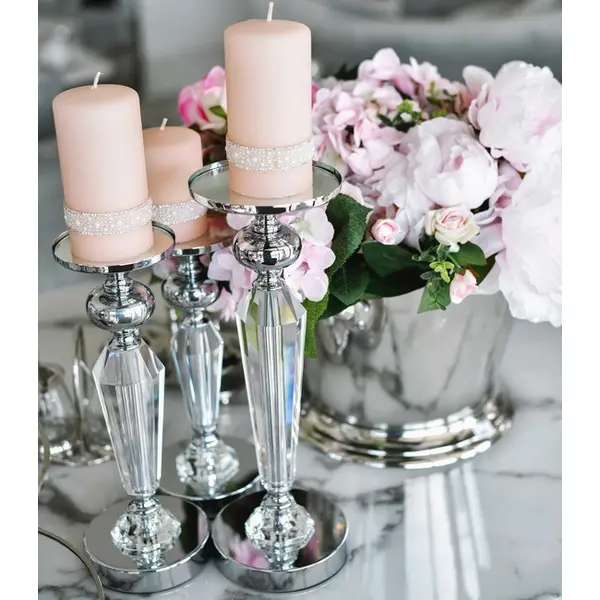 Crystal candlestick on silver pedestal FLAVIO O L