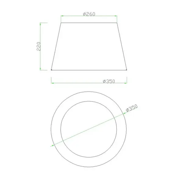 Black lampshade for a glamor table lamp, round conical velor with a gold finish, 35 cm