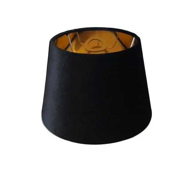 Black lampshade for a glamor table lamp, round conical velor with a gold finish, 35 cm