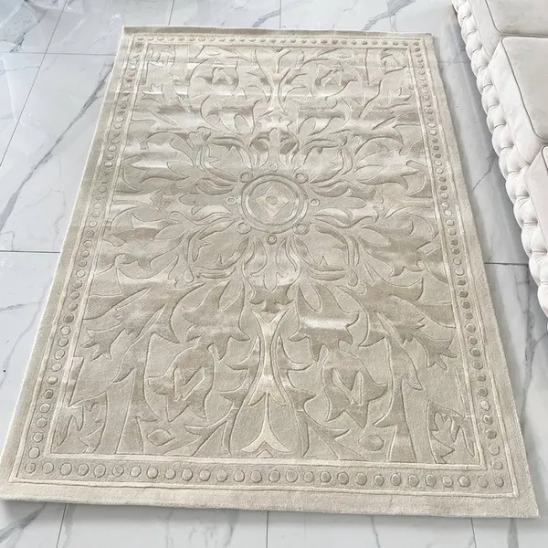 Exclusive carpet for the dining room and living room, classic, gray, beige ORNAMENT
