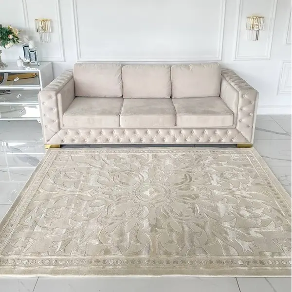Exclusive carpet for the dining room and living room, classic, gray, beige ORNAMENT
