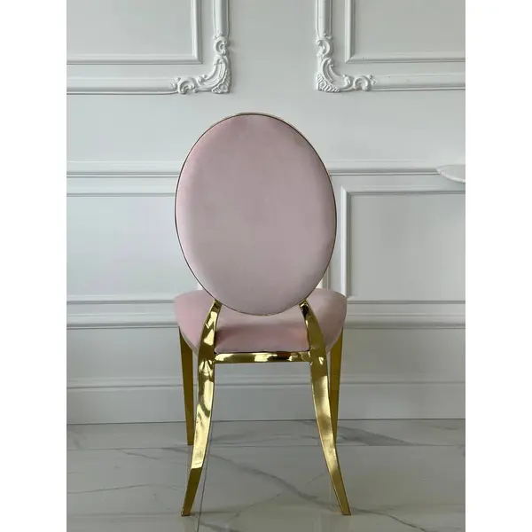 Ekskluzywne krzesło na salę weselną, na ślub złote różowe glamour, wygodne, bankietowe do hotelu, restauracji ANILLO