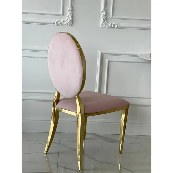 Ekskluzywne krzesło na salę weselną, na ślub złote różowe glamour, wygodne, bankietowe do hotelu, restauracji ANILLO
