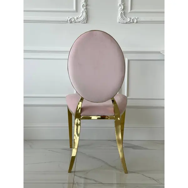 Ekskluzywne krzesło na salę weselną, na ślub złote różowe glamour, wygodne, bankietowe do hotelu, restauracji ANILLO