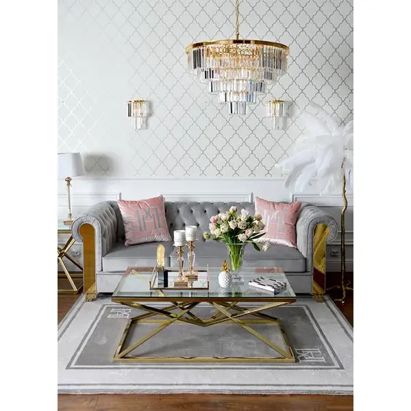 Żyrandol glamour kryształowy okrągły nowoczesny, lampa wisząca, złoty GLAMOUR 80 cm OUTLET