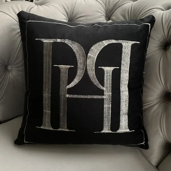 Decorative pillow 40x40, with the PH logo, black, silver,