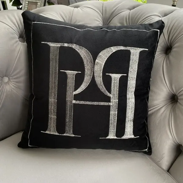 Decorative pillow 40x40, with the PH logo, black, silver,