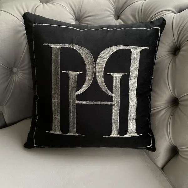 Decorative pillow 40x40, with the PH logo, black, silver,