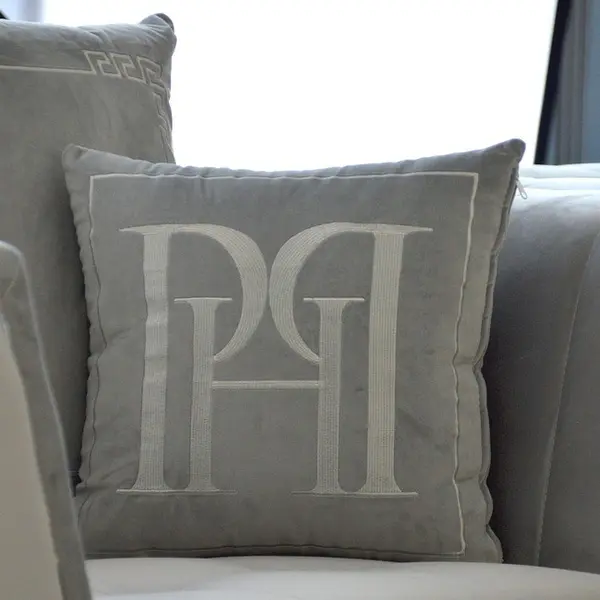 Cushion PH 40x40 with logo in grey fabric