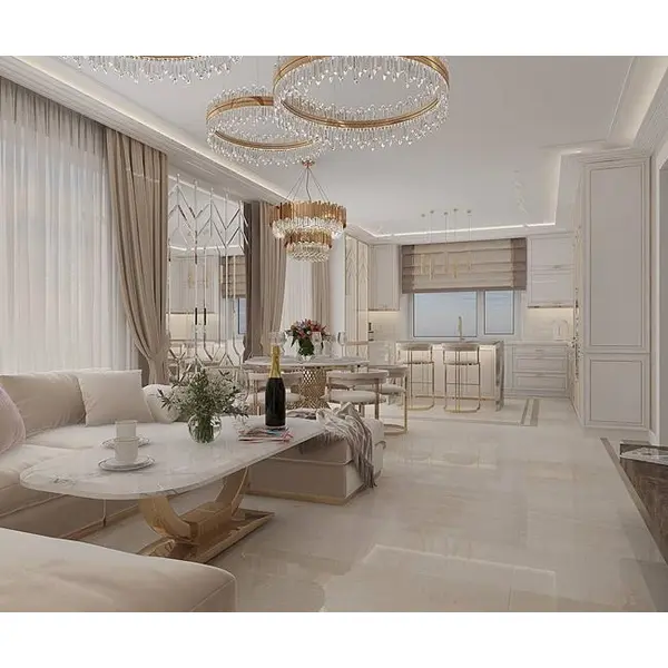 Glamor bar stool, gold, boucle, modern upholstered for dining room, bar, MARCO island OUTLET