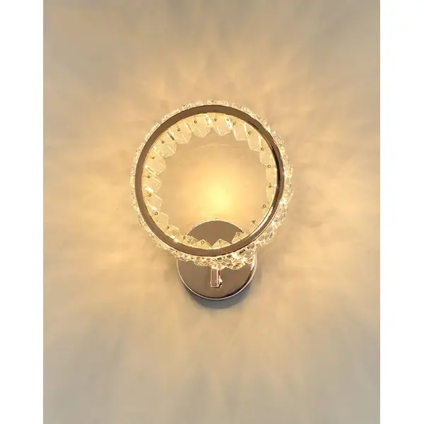 Kinkiet kryształowy złoty nowoczesny okrągły, lampa ścienna glamour ECLIPSE