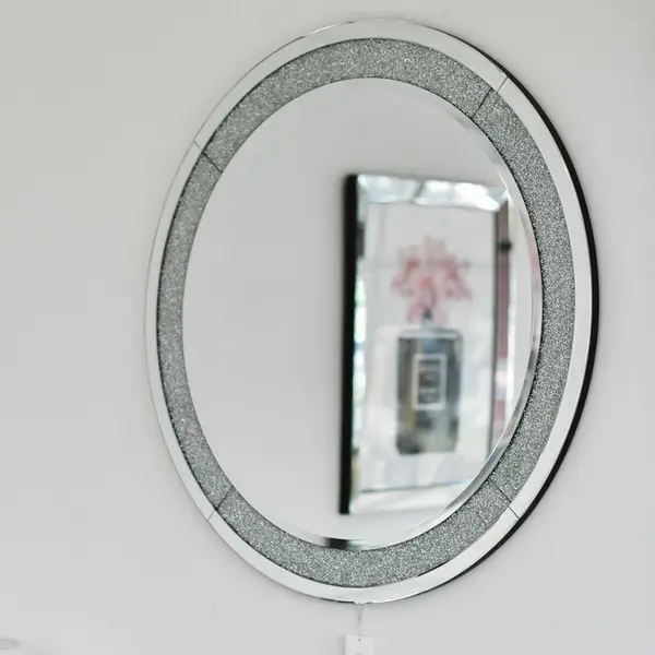 PAOLA SILVER OUTLET glamor round silver diamond mirror
