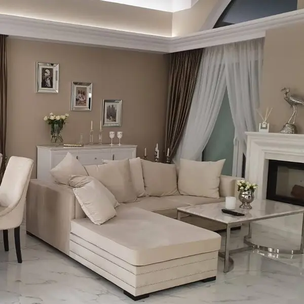 Aksamitny narożnik złoty, srebrny z funkcją spania nowoczesna kanapa narożna NERO