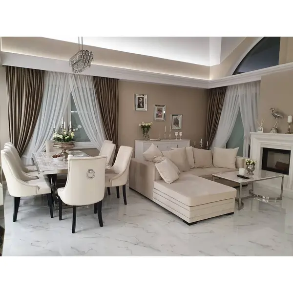 Aksamitny narożnik złoty, srebrny z funkcją spania nowoczesna kanapa narożna NERO