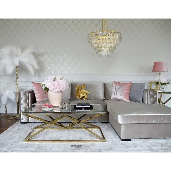 Modern corner sofa for living room, quilted, glamorous, sofa bed, New York QUEEN