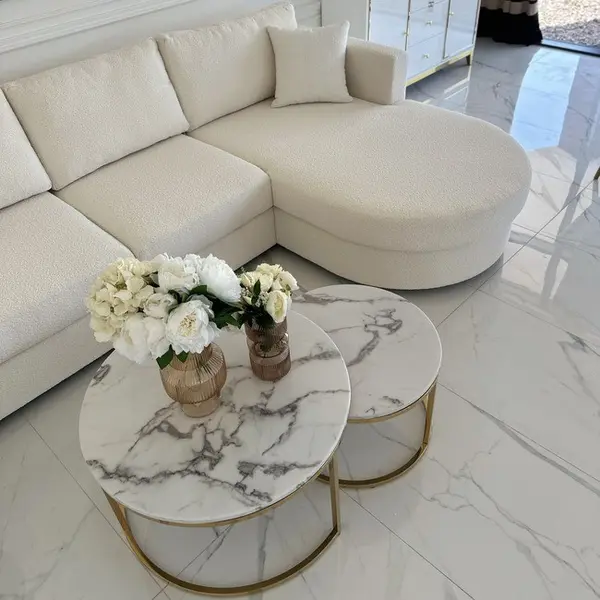 Nowoczesny półokrągły narożnik w literę U z funkcją spania złoty PARIS DOUBLE