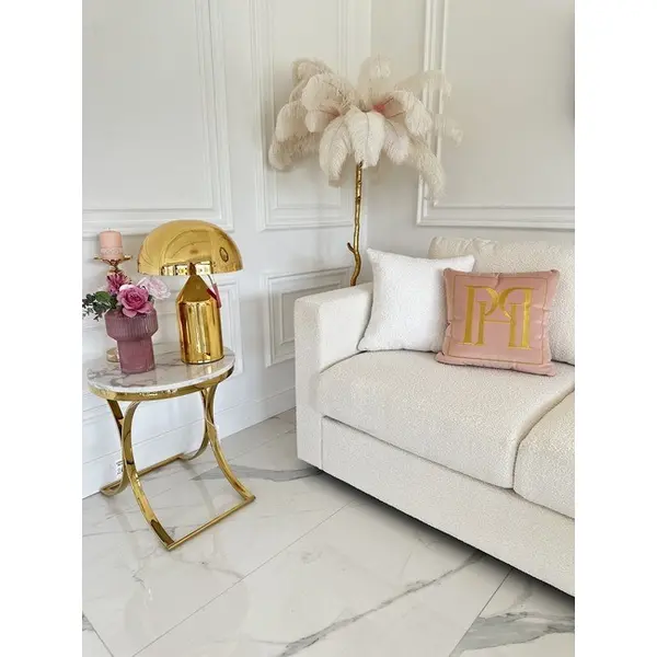 Nowoczesny półokrągły narożnik w literę U z funkcją spania złoty PARIS DOUBLE