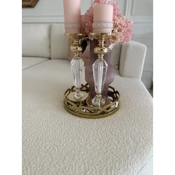 Nowoczesny półokrągły narożnik w literę U z funkcją spania złoty PARIS DOUBLE