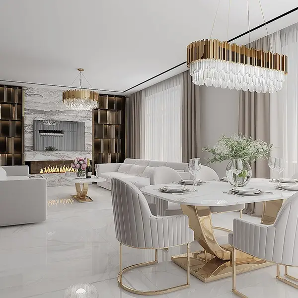 Glamour dining room table gold steel white top ART DECO OUTLET