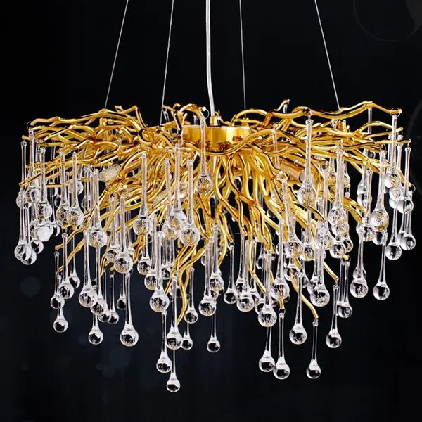 Chandelier, glamour ceiling lamp, modern hanging lamp RAIN M GOLD OUTLET