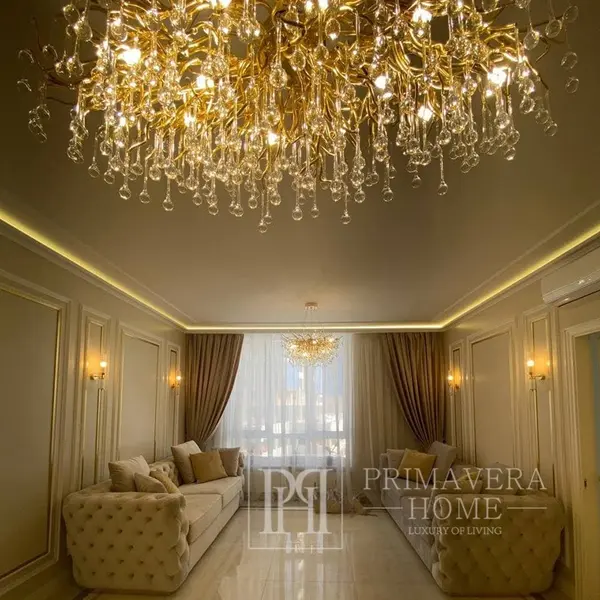 Chandelier, glamour ceiling lamp, modern hanging lamp RAIN M GOLD OUTLET