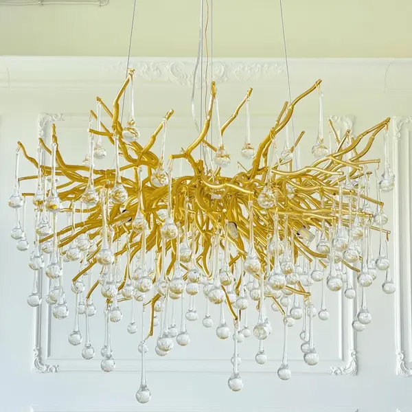 Chandelier, glamour ceiling lamp, modern hanging lamp RAIN M GOLD OUTLET