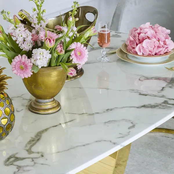 Glamour dining room table gold steel white top ART DECO OUTLET