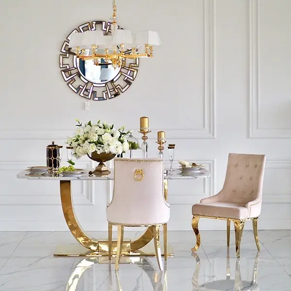 Glamour dining room table gold steel white top ART DECO OUTLET