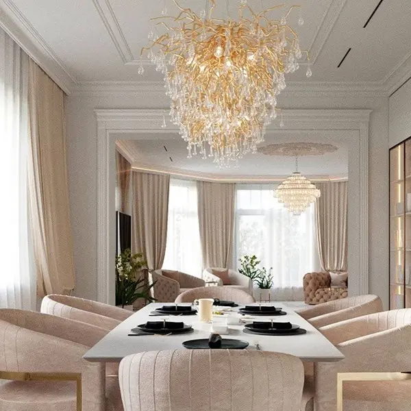 Chandelier, glamour ceiling lamp, modern hanging lamp RAIN M GOLD OUTLET