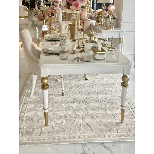 Exclusive carpet for the dining room and living room, classic, gray, beige ORNAMENT