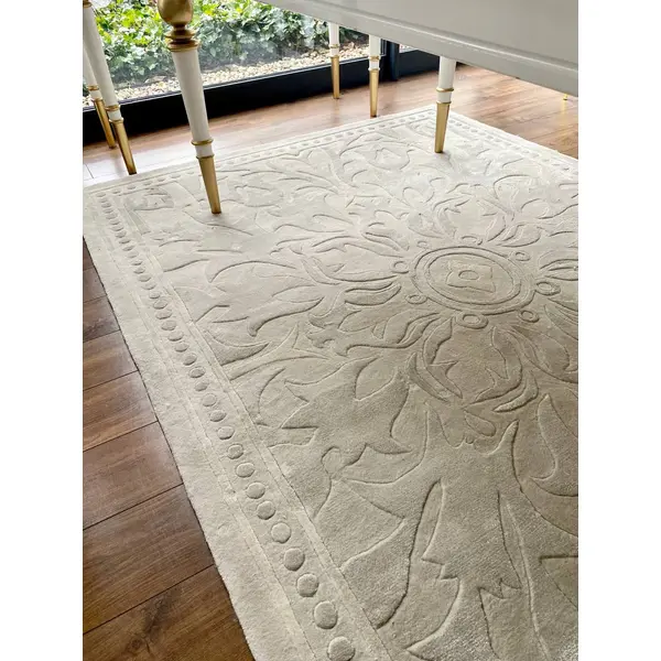 Exclusive carpet for the dining room and living room, classic, gray, beige ORNAMENT