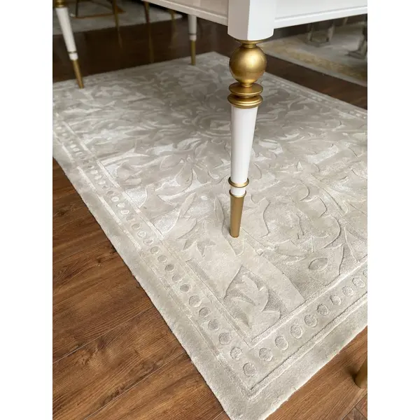 Exclusive carpet for the dining room and living room, classic, gray, beige ORNAMENT