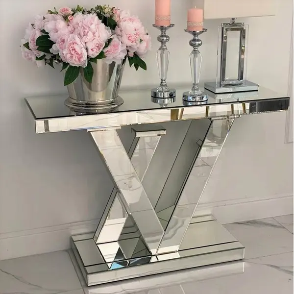 Konsola lustrzana glamour srebrna nowoczesna LV COLLECTION OUTLET