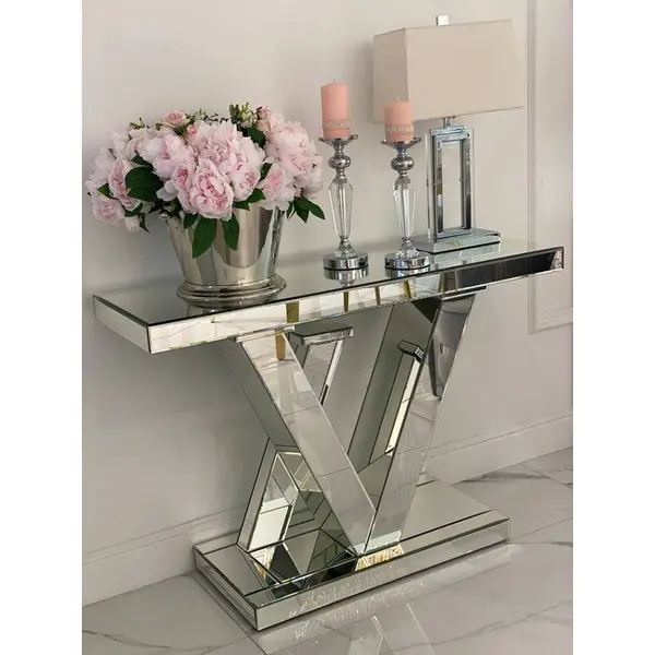 Konsola lustrzana glamour srebrna nowoczesna LV COLLECTION OUTLET