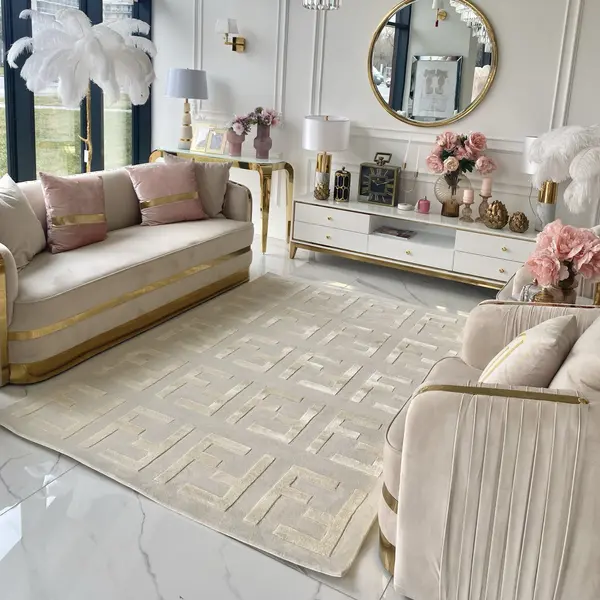Modern glamorous carpet for the living room, designer, FASHION BEIGE