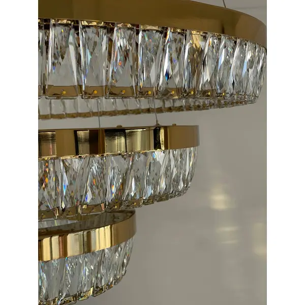 Crystal chandelier, gold, designer, exclusive in a modern style, ring, hanging lamp BELLINI XL