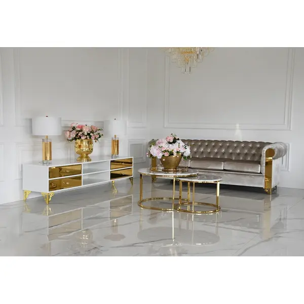 Exclusive TV chest of drawers, with mirrors, wooden, white, black, glamor, lacquered, silver VENICE