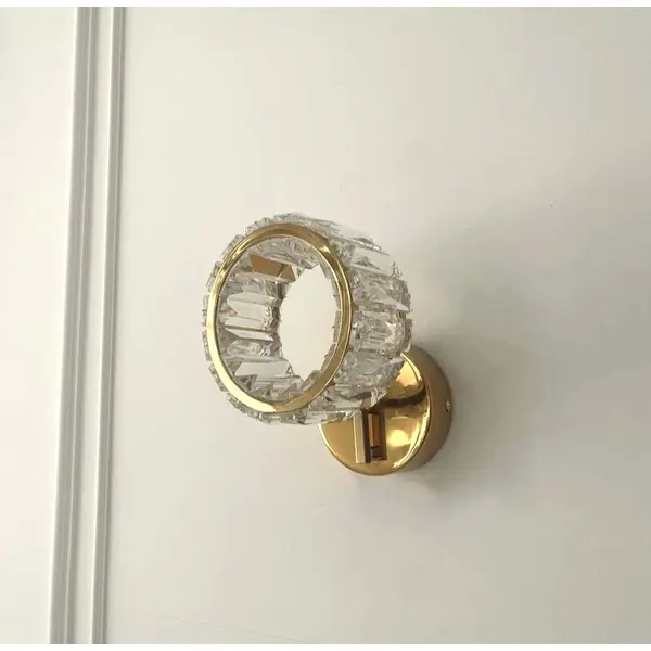 Kinkiet kryształowy złoty nowoczesny okrągły, lampa ścienna glamour ECLIPSE