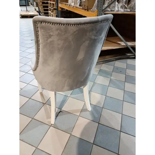 Krzesło glamour klasyczne do jadalni, drewniane, tapicerowane, pikowane, biała noga LIVORNO OUTLET