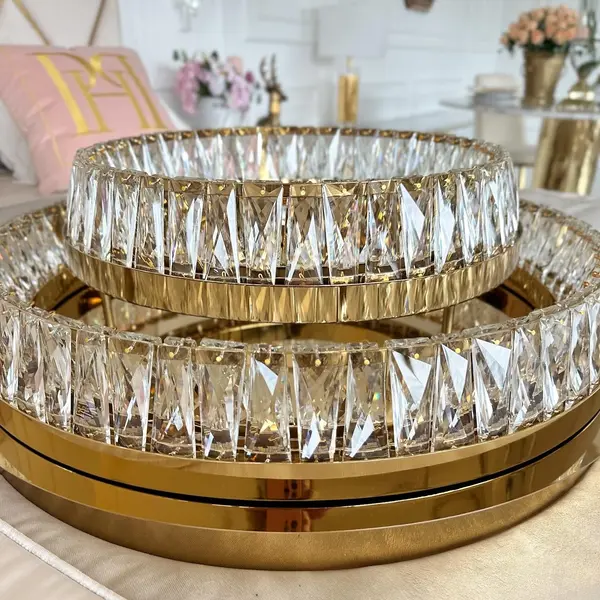 Plafon kryształowy złoty, lampa sufitowa glamour nowoczesna BELLINI